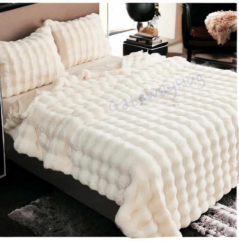 Faux Rabbit Fur Blanket Winter Cold Season Luxury Highend Warm