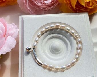Oceaanparelarmband, massief 925 sterlingverzilverd, eenvoudige begaafde sieraden, bokscadeaus