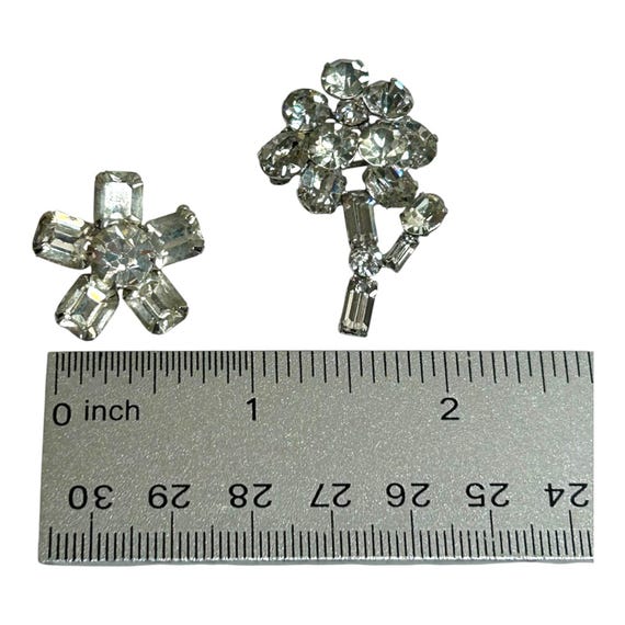 Vintage Rectangular Rhinestones Clear  Cluster Fl… - image 5