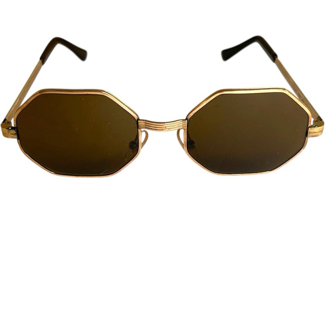 Vintage Cottet 12K RGP Rolled Gold Plate Octagon Frames Dark Sunglasses ...
