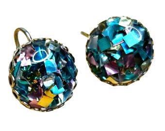 Vintage Sarah Coventry “Confetti” Lucite Clip-On Earrings From 1950s Or 1960s