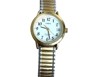 Vintage Timex Indiglo Women Watch Two Tone Expansion Band Untested