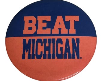 Beat Michigan Orange and Blue Auburn Pinback Button 2001