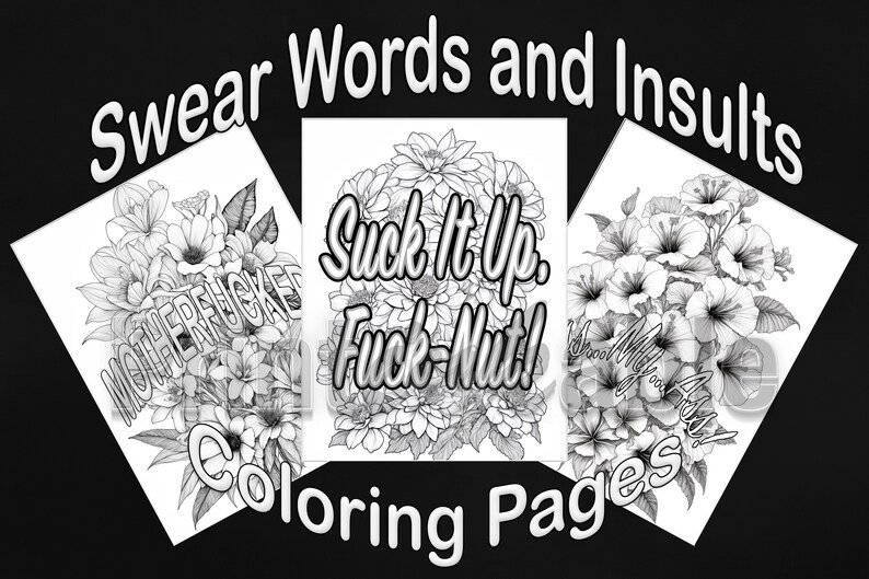 Printable Adult Coloring Pages of Flowers With Swear Words, Power ...