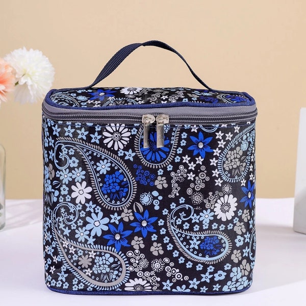 Paisley blue bag, lunch bag, cosmetics, Jewellery bag, Floral