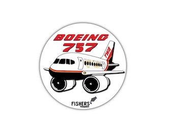 TWA Airlines 757 - 3" Circular Cartoon Sticker! - Decals - Water-Resistant - Pilot - Airline