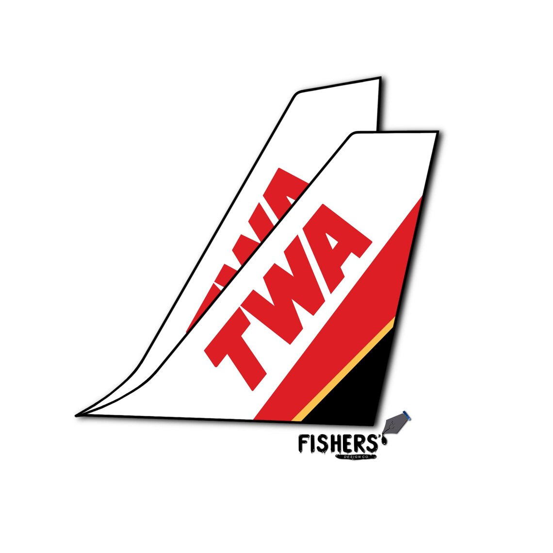 2+ TWA Airlines Stickers - Decals - Water-resistant - Pilot - Airline ...
