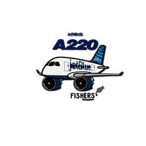JetBlue Airways A220 3" Cartoon Sticker! - Decal - Sticker - Water-resistant- Pilot - Aviation