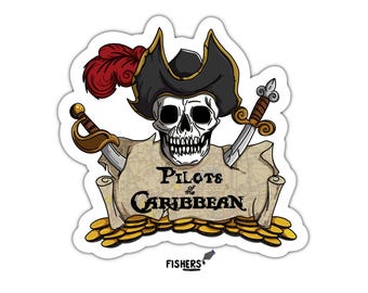2+ "Pilots of the Caribbean" 3" Vinyl water-resistant Sticker! Pilot - Decal