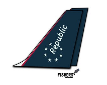 2+ Republic Airways Stickers - Decals - Water-Resistant - Pilot - Airline