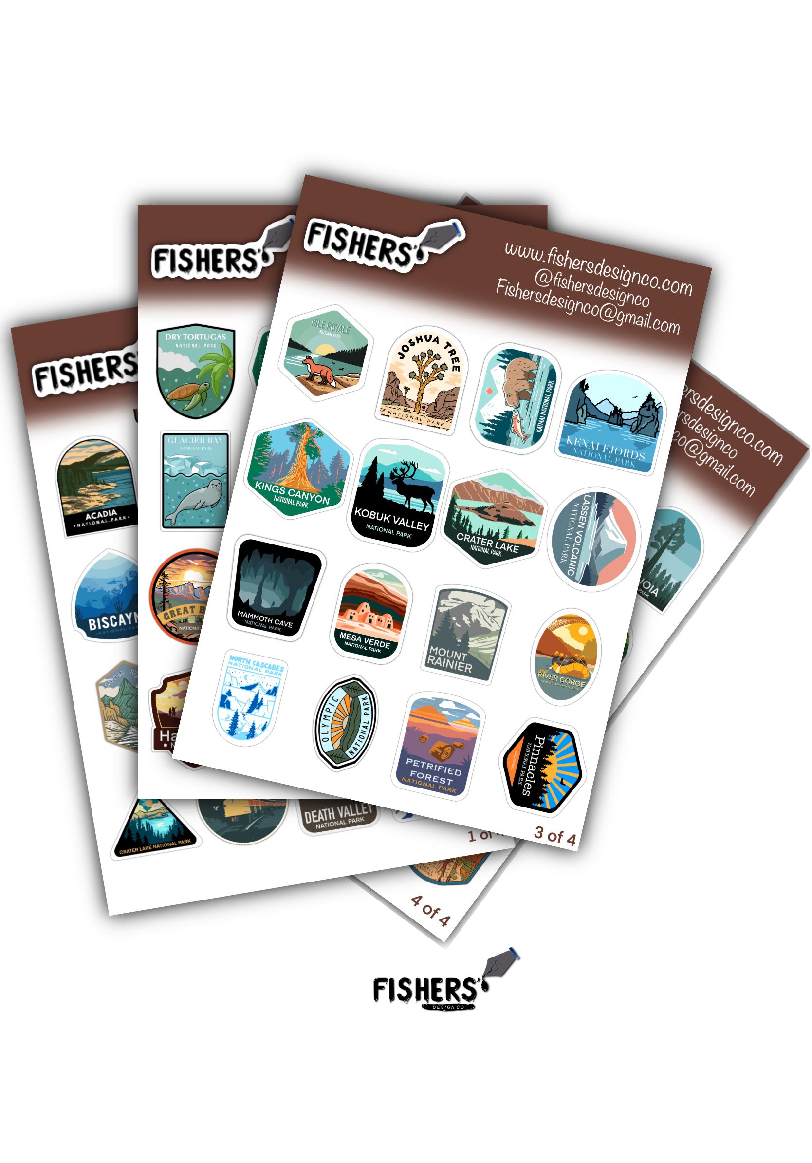 63 USA National Parks Sticker Book! Water-resistant, 1 Inch, Vinyl ...