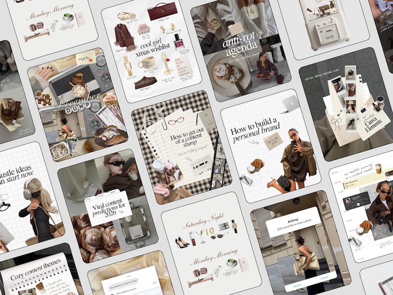Neutral Instagram Templates, Content Creator Bundle, Digital Marketing Posts, SMM Templates, Social Media UGC, Brown ig Stories, IG Carousel.

Created for content creators, ig coaches, Social Media Managers, UGC girlies, and ig theme page owners who want a feed that feels warm, elevated, and strategically built for visibility — without spending hours designing from scratch.