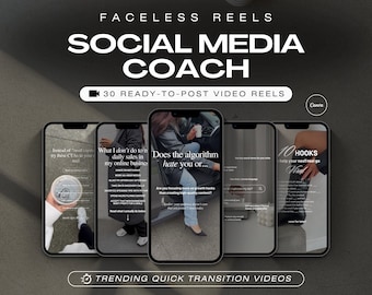 Faceless Video Reels, Social Media Coach Reels, Canva Instagram Reel Template, Coaching Templates, Aesthetic Facless Videos, Content Creator
