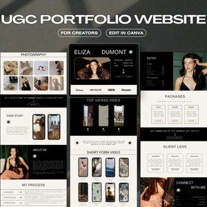UGC Portfolio Template Canva, UGC Media Kit, UGC Creator,  Content Creator Portfolio, Dark Aesthetic Website, Canva Website, Ugc Rate Card