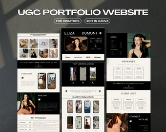 UGC Portfolio Template Canva, UGC Media Kit, UGC Creator,  Content Creator Portfolio, Dark Aesthetic Website, Canva Website, Ugc Rate Card