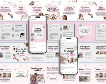 Girly Instagram Templates Pink Aesthetic, Instagram Carousels, Coquette Instagram, Content Creator, Pink IG Feed, Wellness Coach Canva