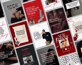 Coaching Instagram Vorlagen Canva, Business Coach IG, Bold Instagram Posts Digital Marketing, Coach Carousel Template, Red Instagram Story