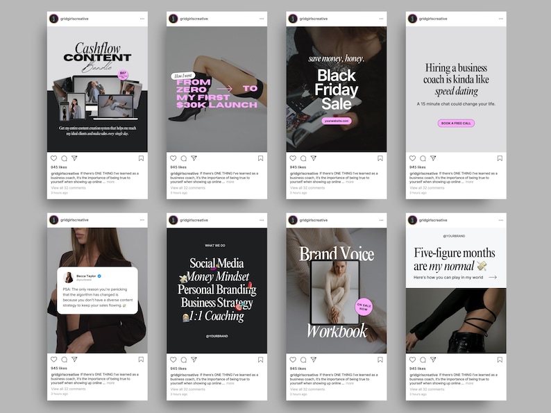 Coaching Instagram Templates Canva, Business Coach Posts, Social Media Coach Instagram, Digital Marketing Instagram Story, Pink Instagram