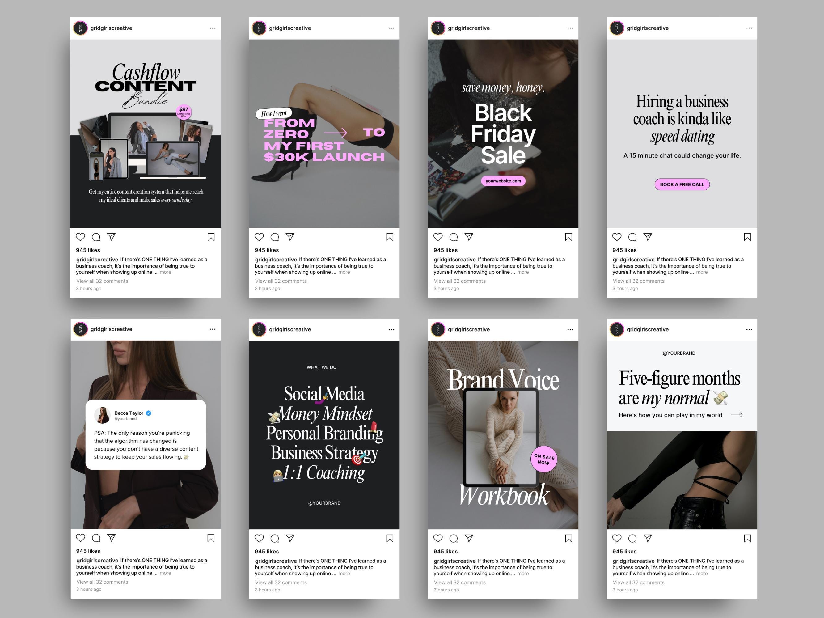 Coaching Instagram Templates Canva, Business Coach Posts, Social Media ...