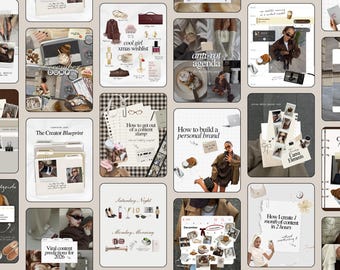 Neutral Instagram Templates, Content Creator Bundle, Digital Marketing Posts, SMM Templates, Social Media UGC, Brown ig Stories, IG Carousel