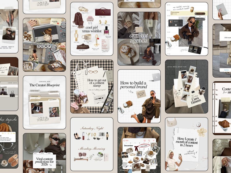 Neutral Instagram Templates, Content Creator Bundle, Digital Marketing Posts, SMM Templates, Social Media UGC, Brown ig Stories, IG Carousel.

Created for content creators, ig coaches, Social Media Managers, UGC girlies, and ig theme page owners who want a feed that feels warm, elevated, and strategically built for visibility — without spending hours designing from scratch.