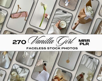 Vanilla Girl Aesthetic Stock Photos Bundle, luxuriöse gesichtslose Instagram-Fotos, MRR Stock Bilder PLR, Light Airy Instagram, Faceless Reels