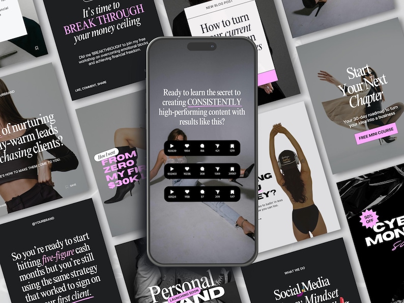 Coaching Instagram Templates Canva, Business Coach Posts, Social Media Coach Instagram, Digital Marketing Instagram Story, Pink Instagram