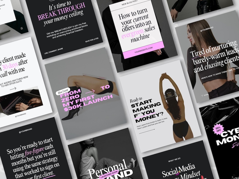 Coaching Instagram Templates Canva, Business Coach Posts, Social Media Coach Instagram, Digital Marketing Instagram Story, Pink Instagram