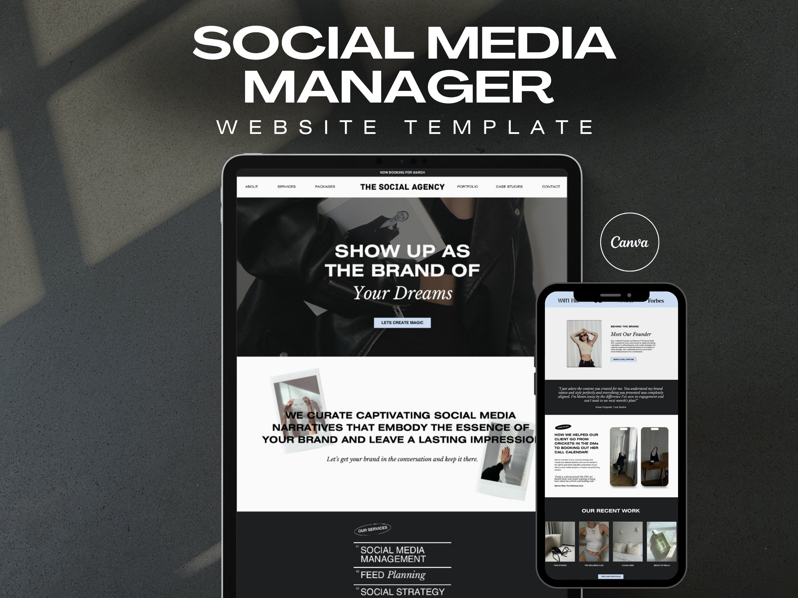 Canva Website Template Social Media Manager, Canva Landing page, Coaching Website, Aesthetic Website, Social Media Agency, Instagram Links