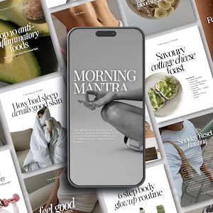 Szablony Canva na Instagram: Zdrowie i dobre samopoczucie, treści dla trenerów zdrowia, posty o odżywianiu, zdrowie hormonalne, trener życia, estetyka redakcyjna w historii IG zdjęcie 9
