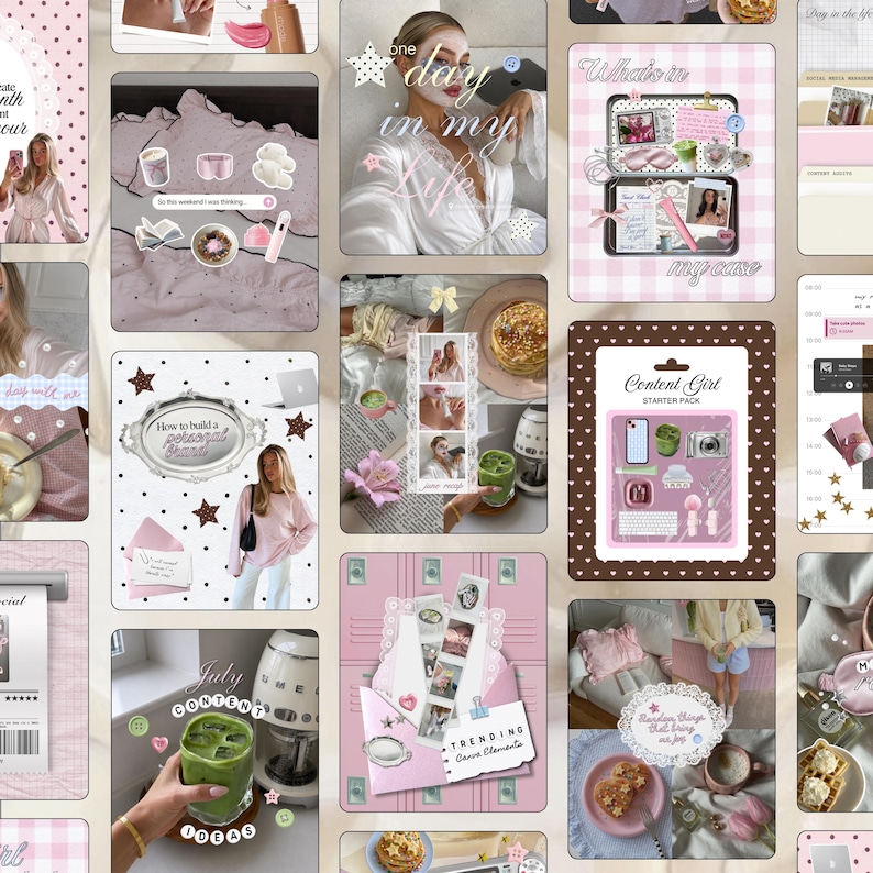 Girly Instagram Templates, Content Creator Posts, UGC Canva Templates, Pink Aesthetic Instagram Kit, Influencer & Personal Branding Template image 1