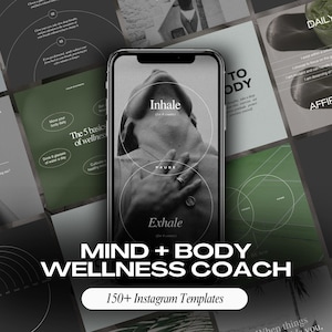 ウェルネスコーチのソーシャルメディアテンプレート、ヘルスコーチのInstagram、ホリスティックコーチ、ウェルネスInstagram、ウェルネスCanvaテンプレート、マインドセットコーチ