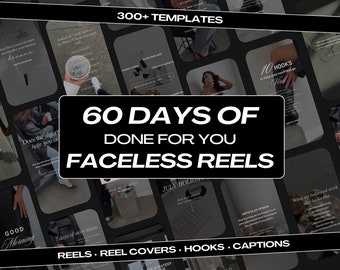 Faceless Reels Instagram, Canva Reels Templates, Reels Bundle, Faceless Digital Marketing Bundle, Instagram Reel Hooks MRR, Done For You PLR