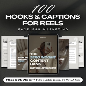 Instagram Reel Hooks, Reels Caption, Faceless Reel Templates, DFY Resell Products, Digital Product Bundle, PLR Guide, Digital Marketing, MRR