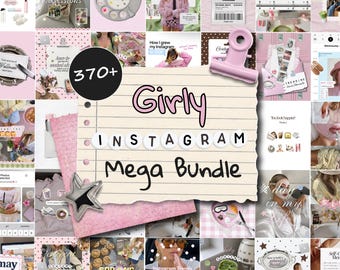 Girly Instagram Template Bundle, Content Creator Kit, Personal Branding Templates, Viral Instagram Post, Pink IG Stories, Carousel Templates