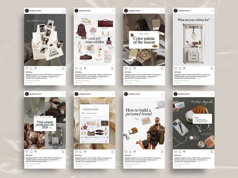 Neutral Instagram Templates, Content Creator Bundle, Digital Marketing Posts, SMM Templates, Social Media UGC, Brown ig Stories, IG Carousel.

Created for content creators, ig coaches, Social Media Managers, UGC girlies, and ig theme page owners who want a feed that feels warm, elevated, and strategically built for visibility — without spending hours designing from scratch.