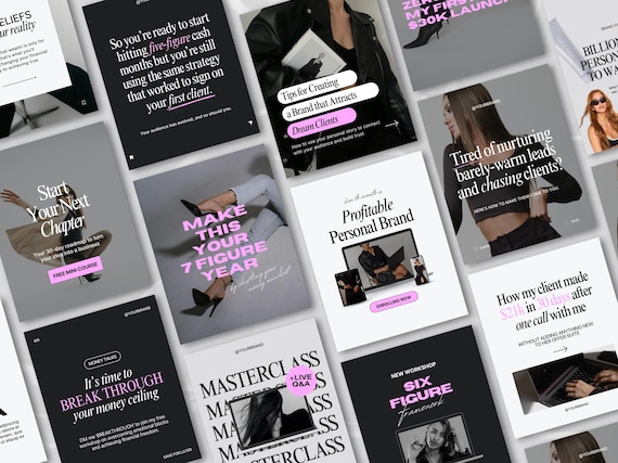 Coaching Instagram Templates Canva, Business Coach Posts, Social Media Coach Instagram, Digital Marketing Instagram Story, Pink Instagram