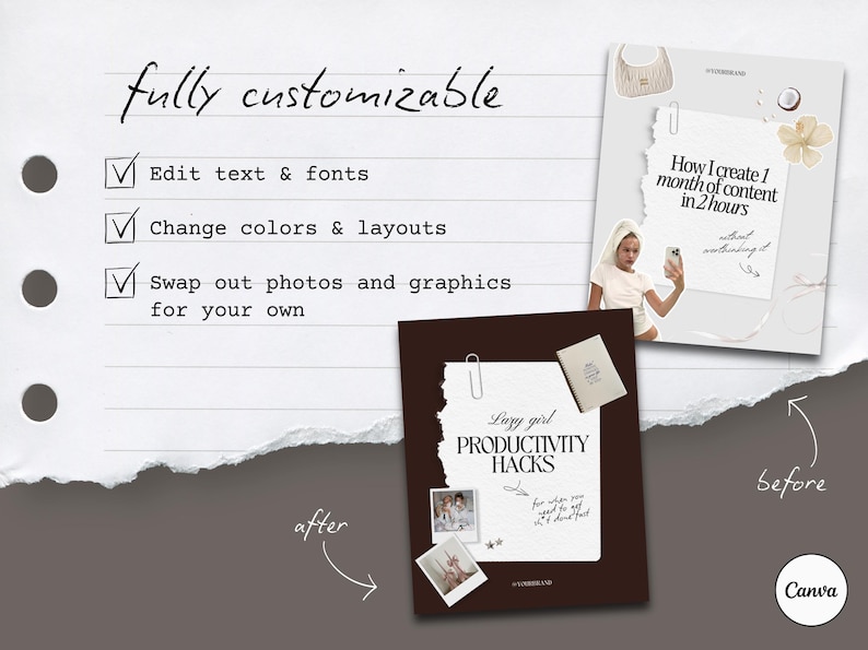 Editiable Canva Templates. Neutral Instagram Templates, Content Creator Bundle, Digital Marketing Posts, SMM Templates, Social Media UGC, Brown ig Stories, IG Carousel.

Created for content creators, ig coaches, Social Media Managers, UGC girlies, and ig theme page owners who want a feed that feels warm, elevated, and strategically built for visibility — without spending hours designing from scratch.