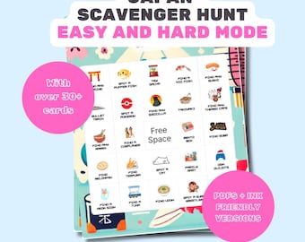 Japan Scavenger Hunt Bingo: Travel Game for Kids & Adults (Printable)