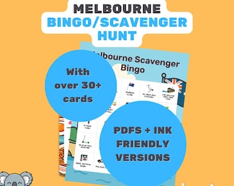 Melbourne Scavenger Hunt Bingo Game – 30+ Variations (Printables)