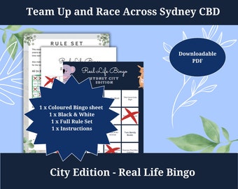 Sydney City Scavenger Hunt Bingo - Real Life Race (Downloadable PDF)