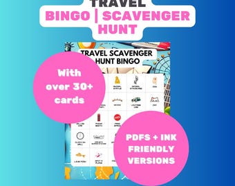Travel Scavenger Hunt Bingo - Play with Friends or Family