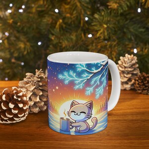 Christmas Cat Coffee Mug - Kitty Winter Wonderland -  Cat Lover Gift, Festive Gift Idea, Holiday Novelty Gift