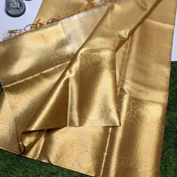 Tissue silk soft and light weight banarasi saree with heavy zari border weaving, festive saree, gift for her, saree for wedding.