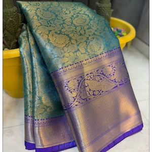 Semi tissue silk banarasi saree, saree for wedding, gift for her, onam saree, pongal saree.