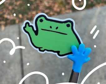 Frog With A Finger Funny Vinyl Mood Sticker