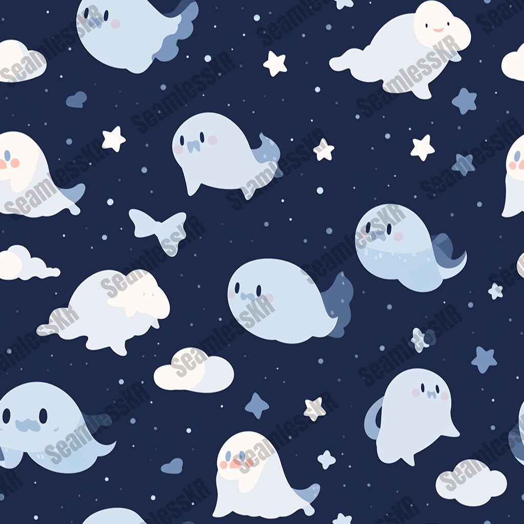 Cute Ghosts Seamless Pattern Digital Paper Halloween Pattern - Etsy