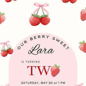 Birthday Party Invitation, Birthday Invite,Strawberry Party Invitation, Kids Party Invitation