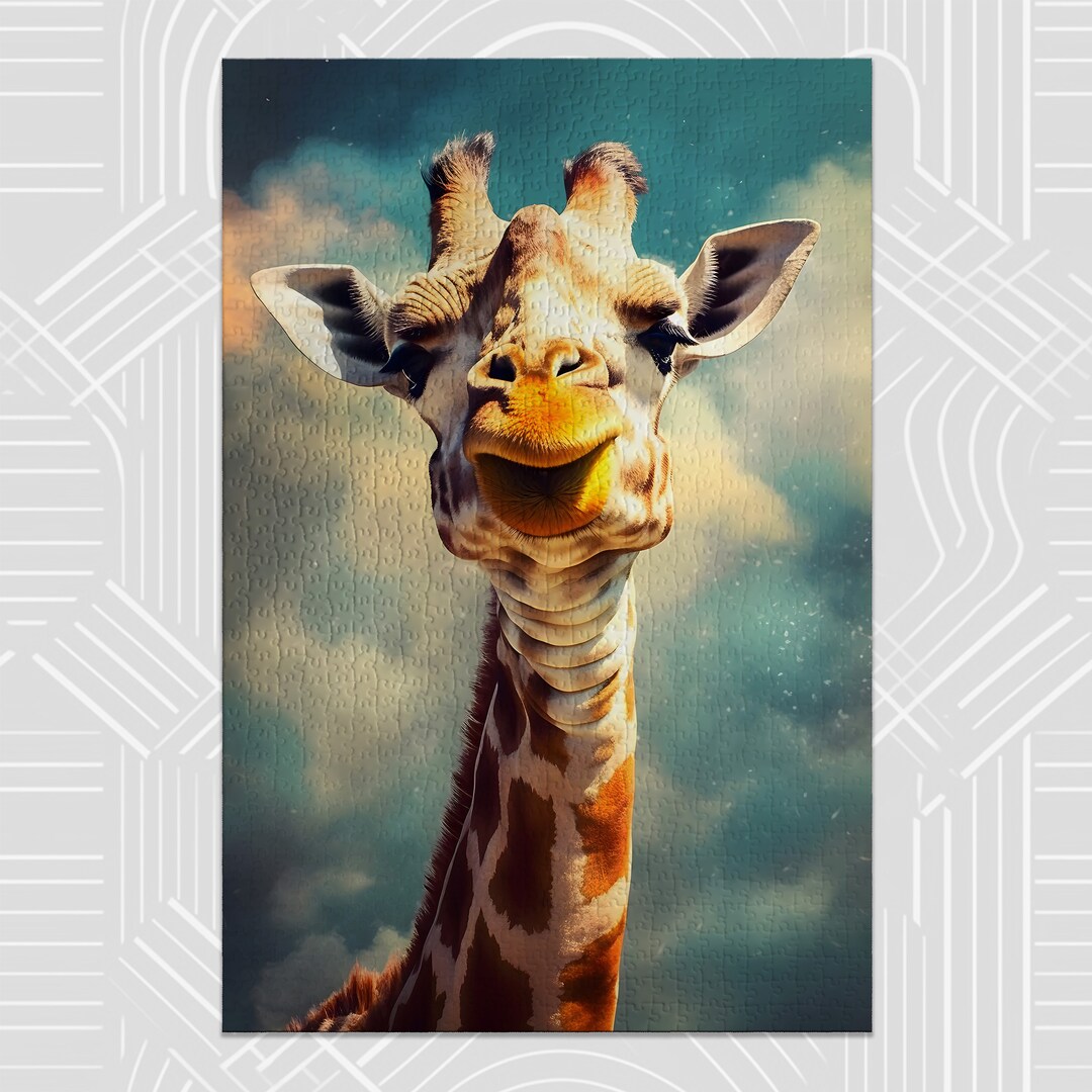 Happy Giraffe Jigsaw Puzzle for Adults Cute Gift for Animal Etsy