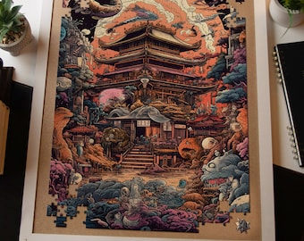 1000 Piece Jigsaw Puzzle: Eccentric Japanese Temple Art